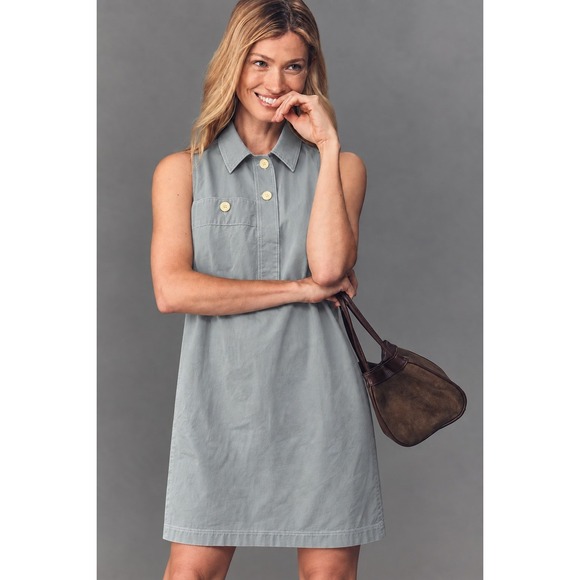 Lafayette 148 New York Dresses & Skirts - Lafayette 148 New York Blue Gray Cotton Stretch Sleeveless Shirt Dress XL